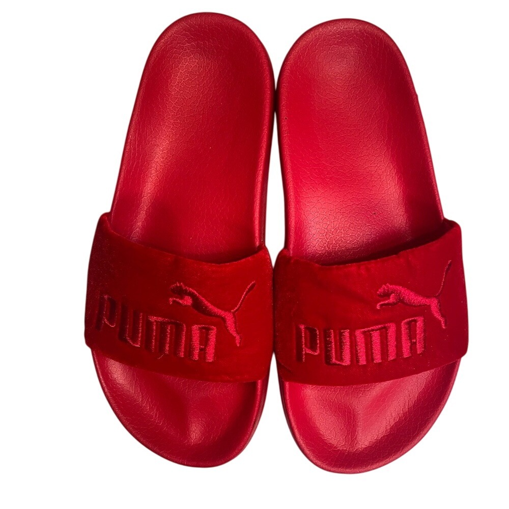 Puma Leadcat Scandal Red Velvet Slide Sandals Women's 6.5